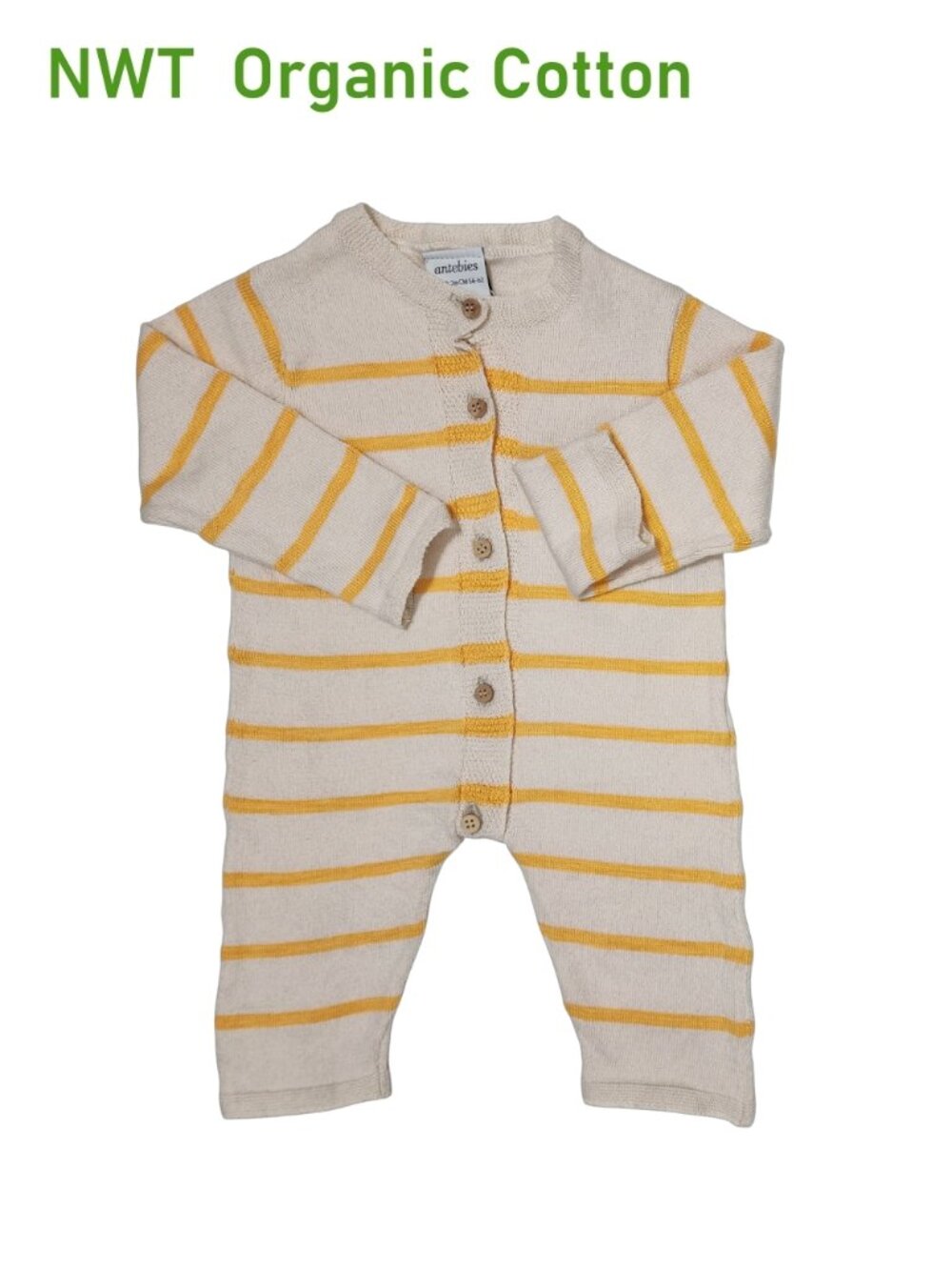 Antebies Organic Stripe Knit Romper | GOTS Certified Cotton | Made in Turkey NWT